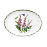 Portmeirion Botanic Garden 33cm oval platter with foxglove floral design and green leaf border