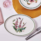 Portmeirion Botanic Garden 33cm oval platter with foxglove floral design and green leaf border