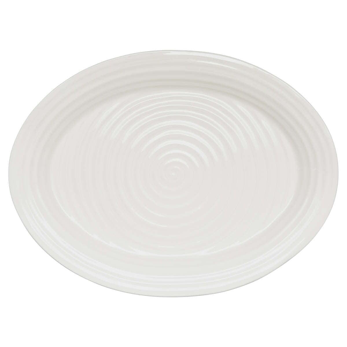 Portmeirion Sophie Conran Turkey Platter 50cm in white porcelain with ripple texture and oval shape