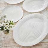 Portmeirion Sophie Conran Turkey Platter 50cm in white porcelain with ripple texture and oval shape