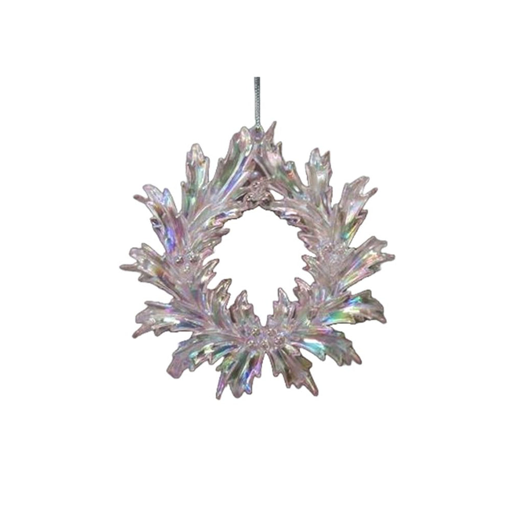 Pure Christmas Acrylic Wreath Decoration Irridescent Pink 12.5cm