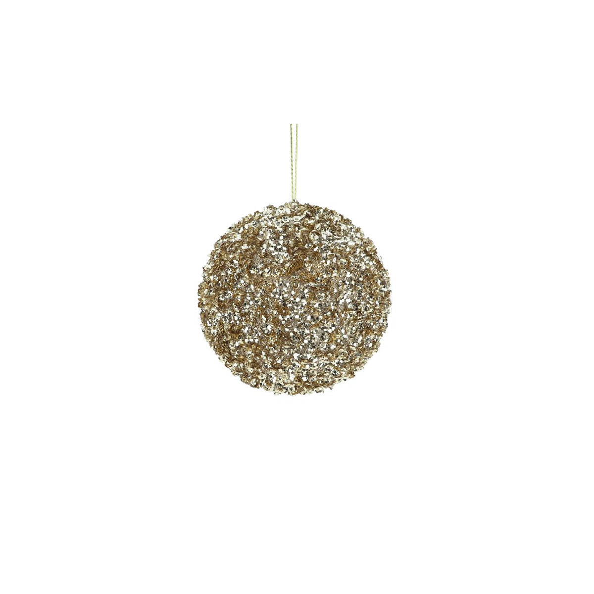 Pure Christmas Sequin Bead Ball – oversized champagne bauble with sparkling sequins and beads, 15cm