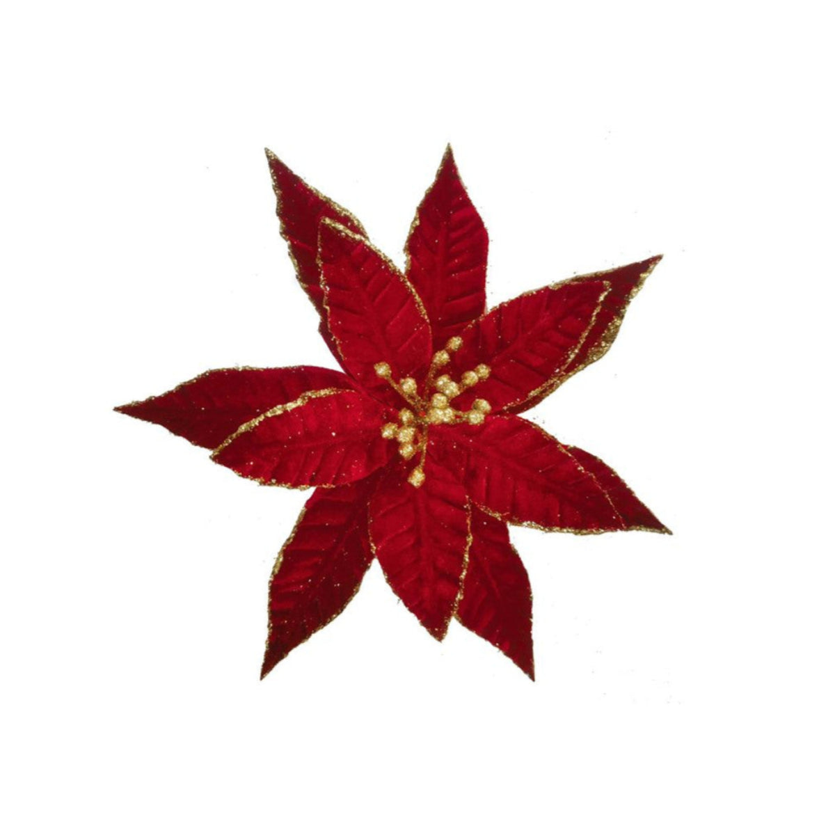 Pure Christmas Red & Gold Centre Poinsettia Clip – classic festive bloom with golden detail.