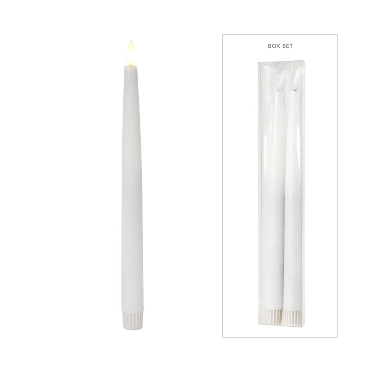 Pure Christmas LED Heaven Battery Tapers White Set of 2 – elegant flameless taper candles with LED light and realistic wax finish.