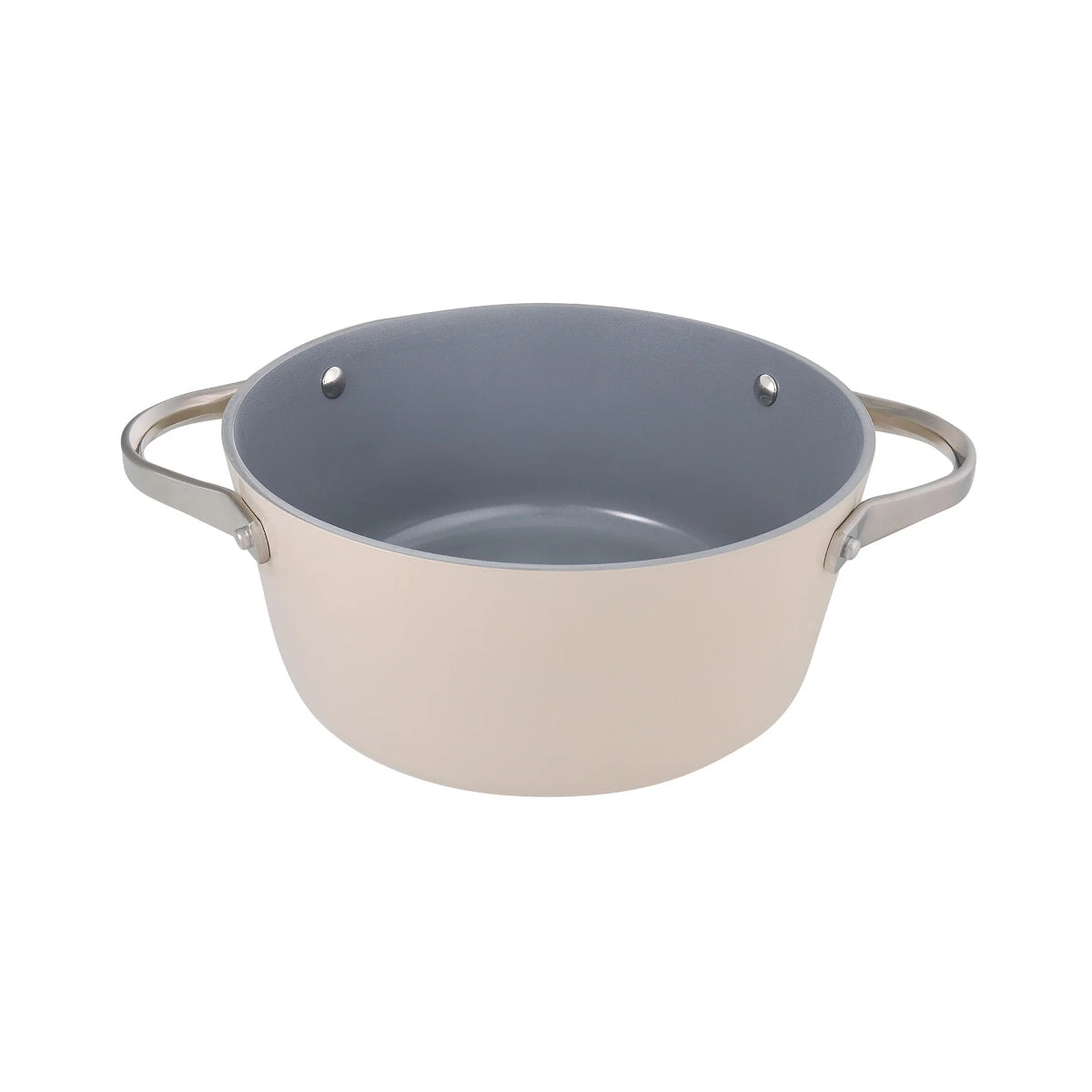 Pyrolux Nexgen casserole dish in ivory with glass lid and stainless steel handles