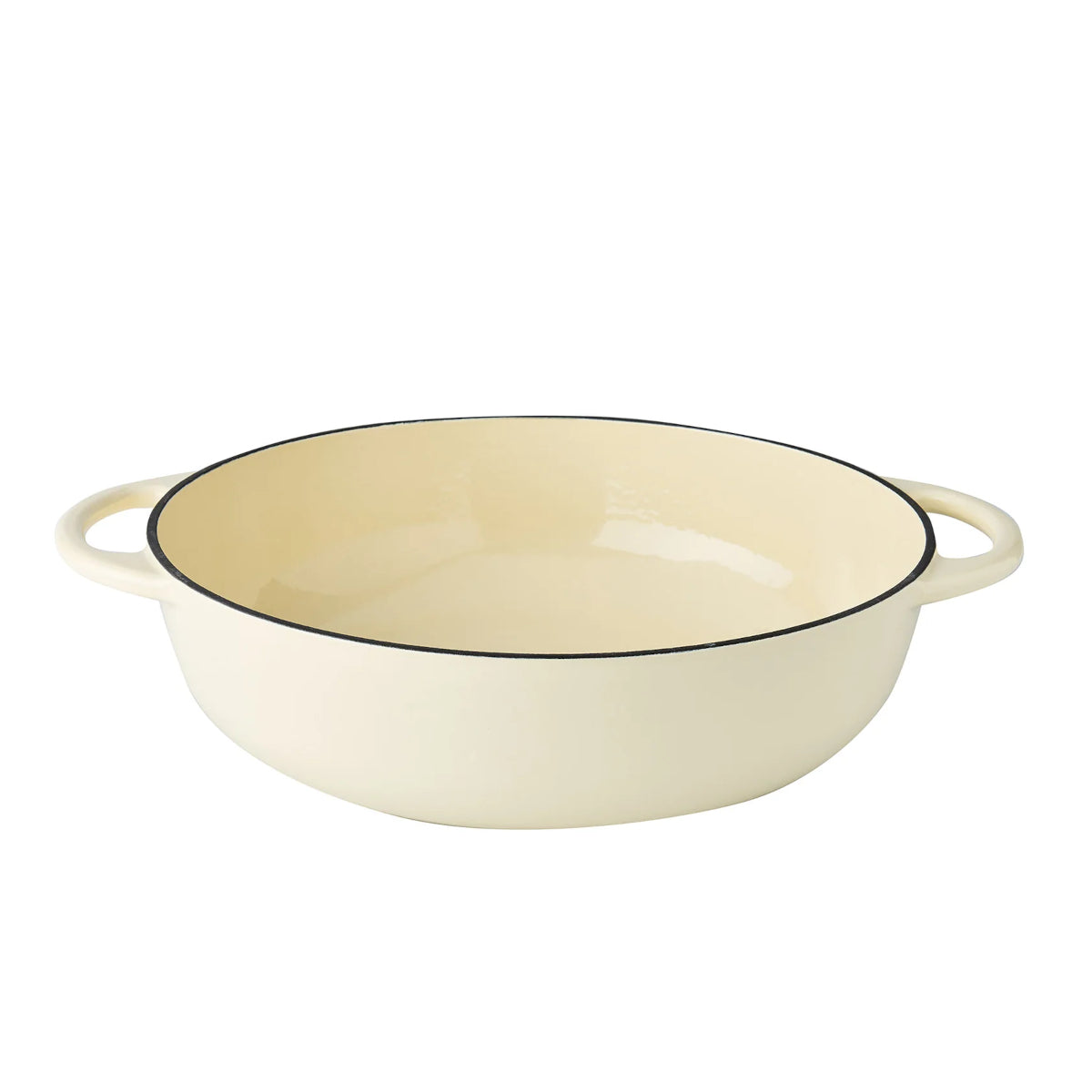Pyrolux Pyrochef Chef's Pan Meringue 30cm – angled side view showing cream enamel interior