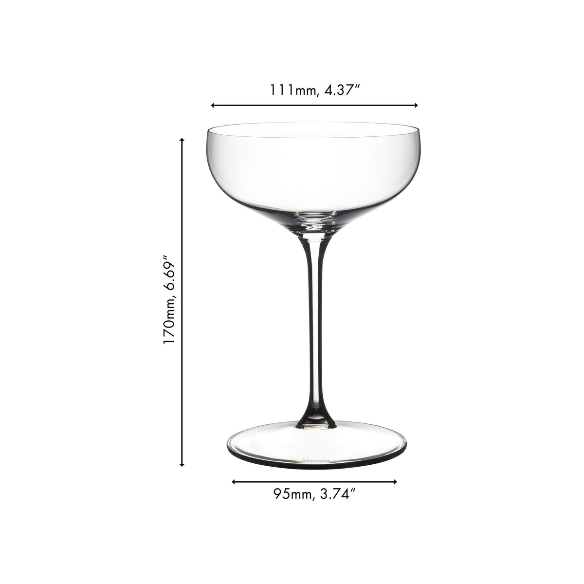 RIEDEL Grape@Riedel Coupe Cocktail Glass Set of 2 – elegant crystal coupe glasses with wide shallow bowls and tall slender stems