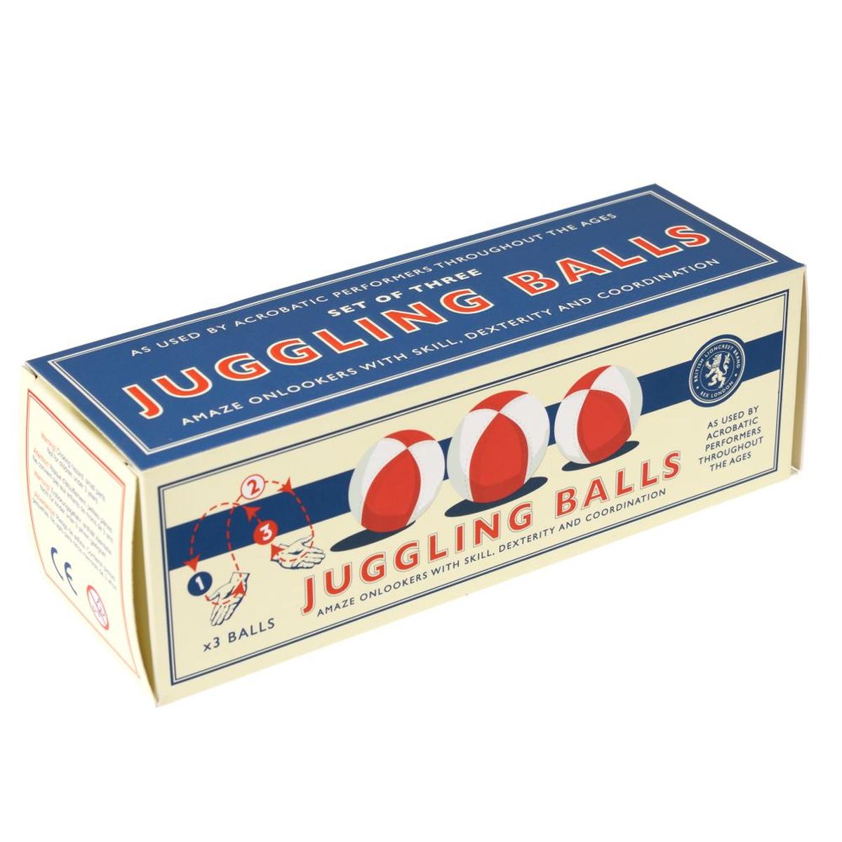 Rex London Juggling Balls set featuring three red and cream soft juggling balls