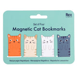 Rex London Magnetic Cat Bookmarks Set of 4 featuring colourful cat designs on display card
