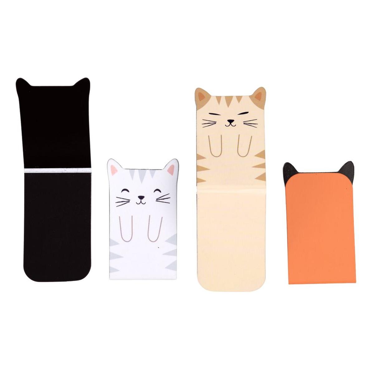 Rex London Magnetic Cat Bookmarks Set of 4 featuring colourful cat designs on display card