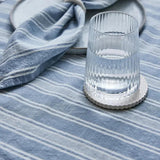 Madras Link Hayman Blue Tablecloth 150x230cm – contemporary table linen with coastal-inspired blue and white striped woven pattern