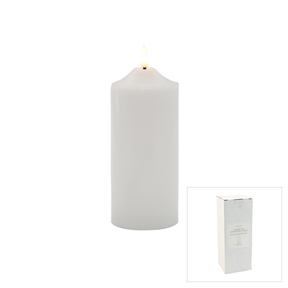 Pure Homewares Ellipse LED Church Candle White 7.5x20cm | Minimax
