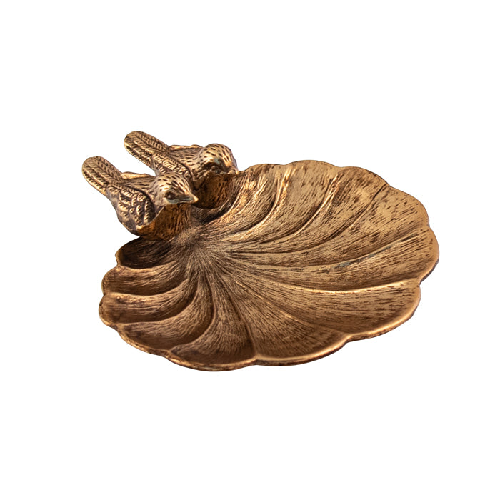 Pure Christmas Terri Gold Pewter Birds Trinket Dish 11cm