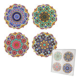 Pure Christmas Hepburn Mandala Round Ceramic Coaster Set of 4 – colourful ceramic coasters with intricate mandala designs, perfect for dining