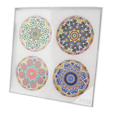 Pure Christmas Hepburn Mandala Round Ceramic Coaster Set of 4 – colourful ceramic coasters with intricate mandala designs, perfect for dining
