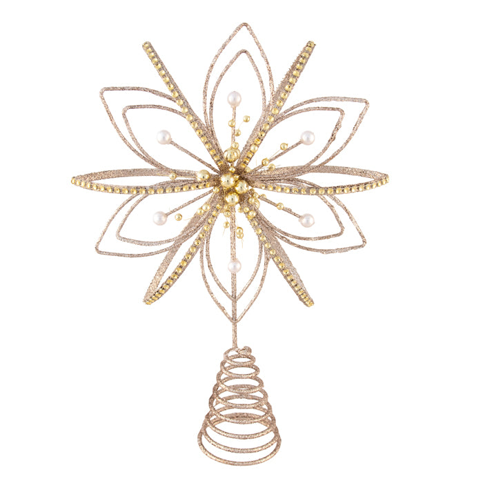 Pure Christmas Wire Flowerburst Tree Topper Gold