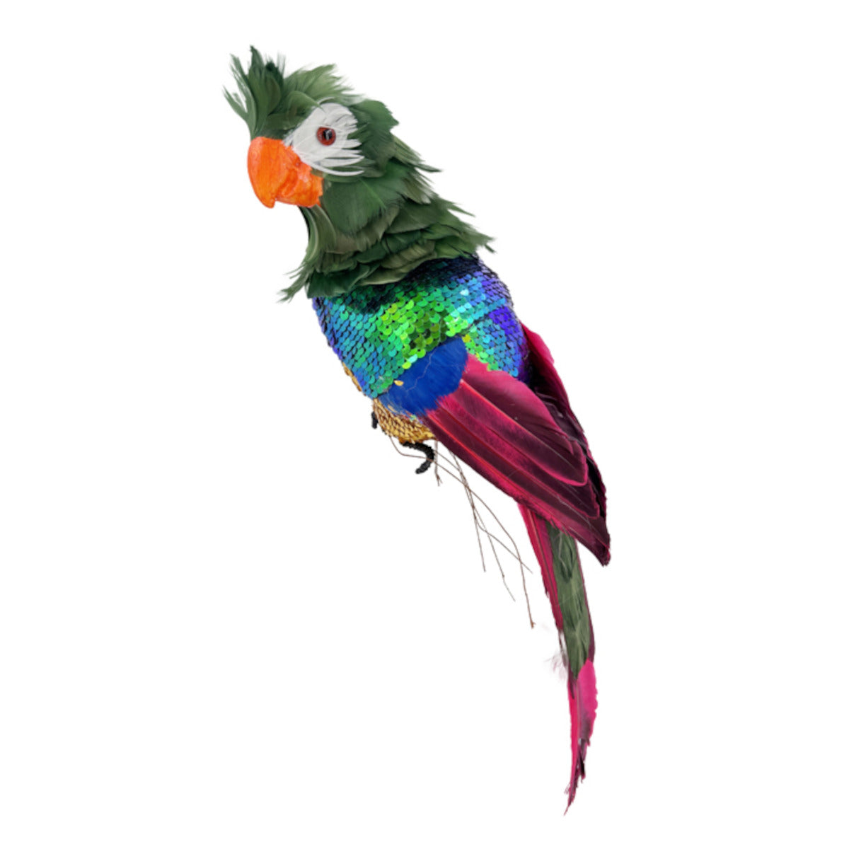 Pure Christmas Glitter Sequin Parrot Green 45cm | Minimax
