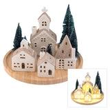 Pure Christmas Round LED House Tray Set Gold 30cm