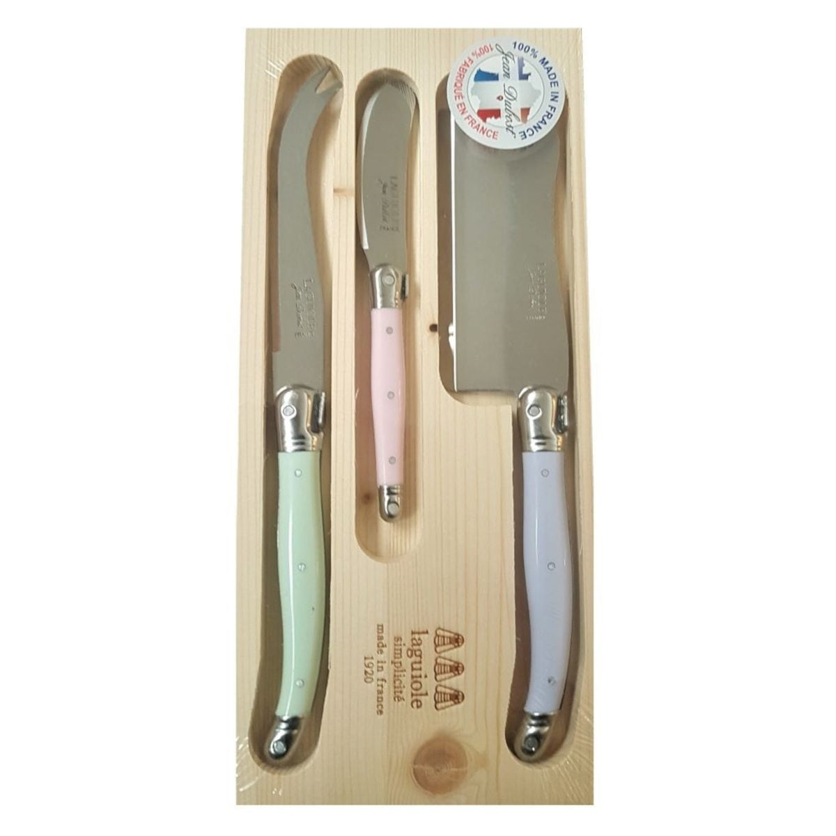 Laguiole Jean Dubost Simplicite Cheese Knife Set with Cleaver 3 Piece