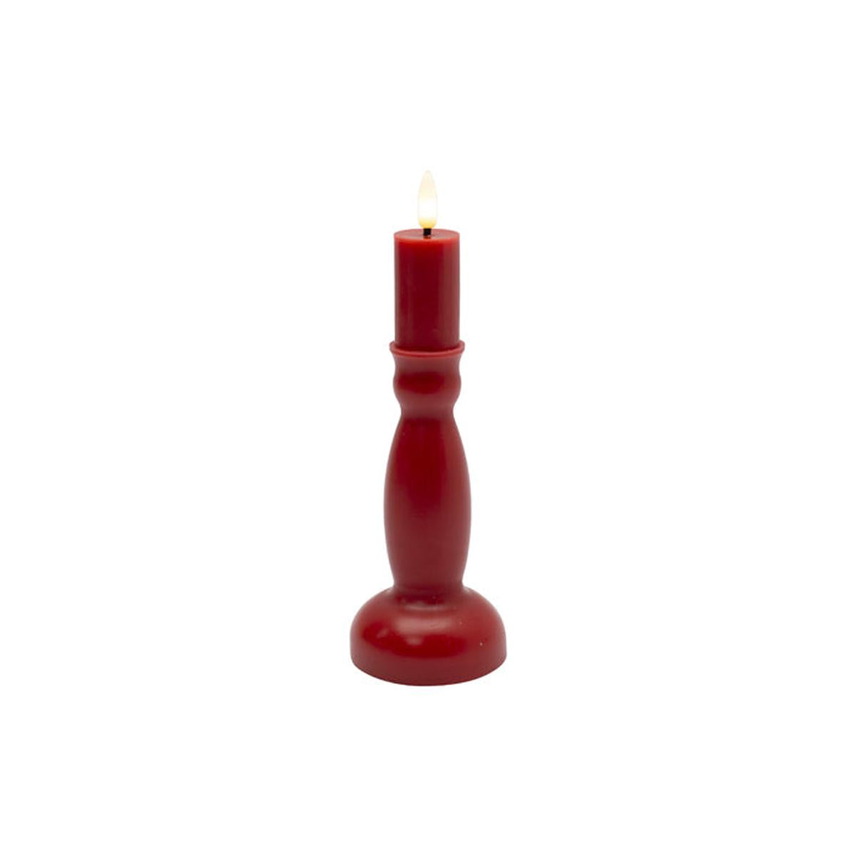 Pure Christmas Flicka LED Red Candlestick 21cm – festive LED candlestick in classic red with modern design, perfect for holiday table décor