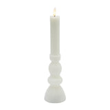 Pure Christmas LED Flicka Candlestick White 28cm – elegant battery-operated candlestick with realistic flame effect, safe for festive décor