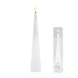 Pure Christmas LED Shimmer Touch Candle White Large 26cm – tall cone-shaped LED candle with shimmering white finish and touch control