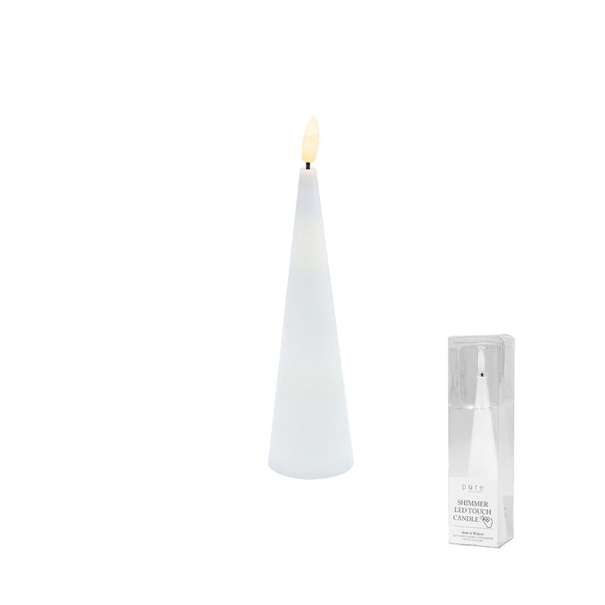 Pure Christmas LED Shimmer Touch Candle White Small 17cm | Minimax
