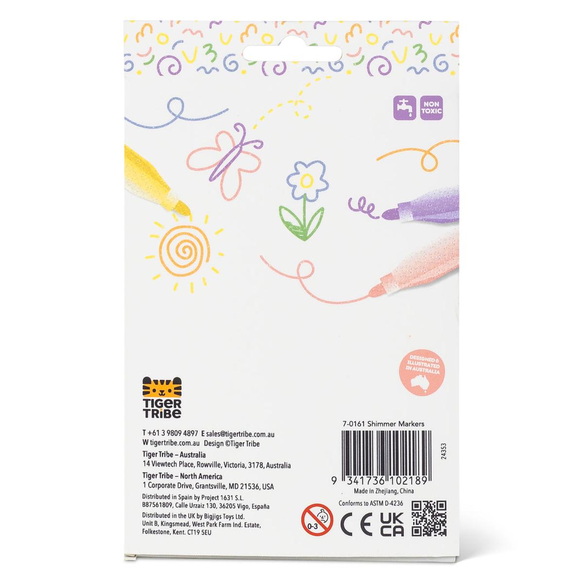 Tiger Tribe Shimmer Markers Pack of 6 | Minimax - packaging
