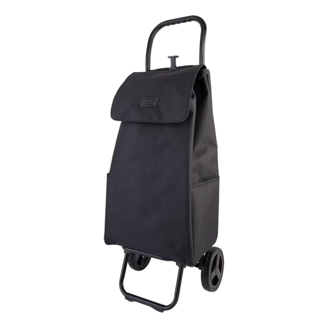 Sachi Swift shopping trolley black, foldable lightweight grocery cart with wheels and handle