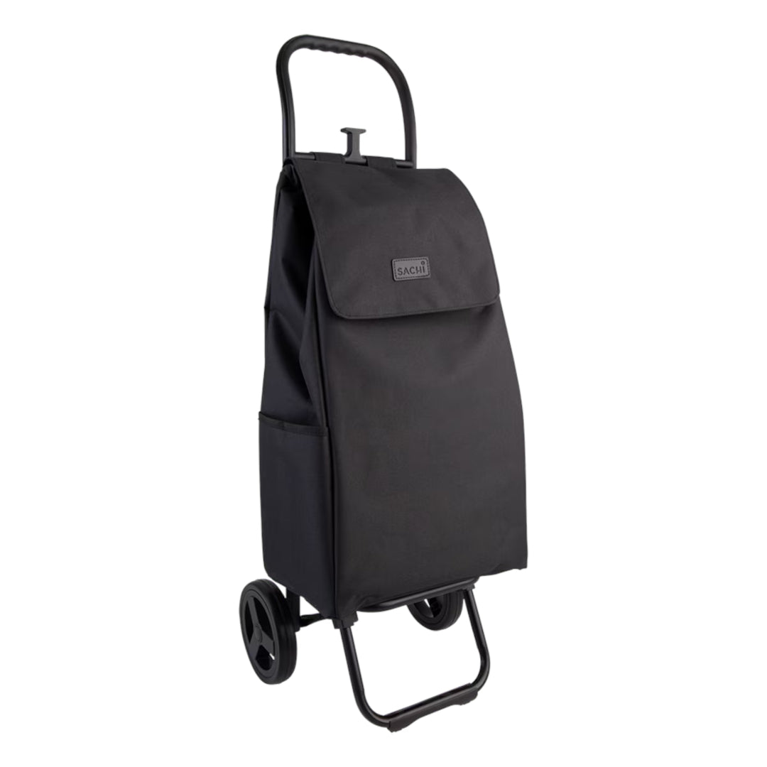Sachi Swift shopping trolley black, foldable lightweight grocery cart with wheels and handle