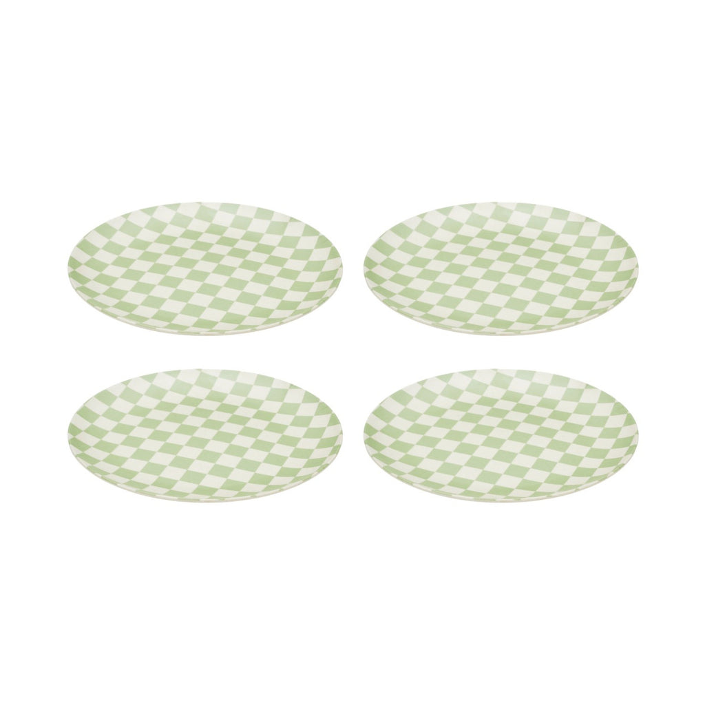 Saltwater Check Bamboo Plates 20cm (Set of 4) | Minimax