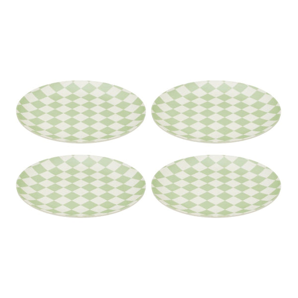 Saltwater Check Bamboo Plates 25cm (Set of 4) | Minimax