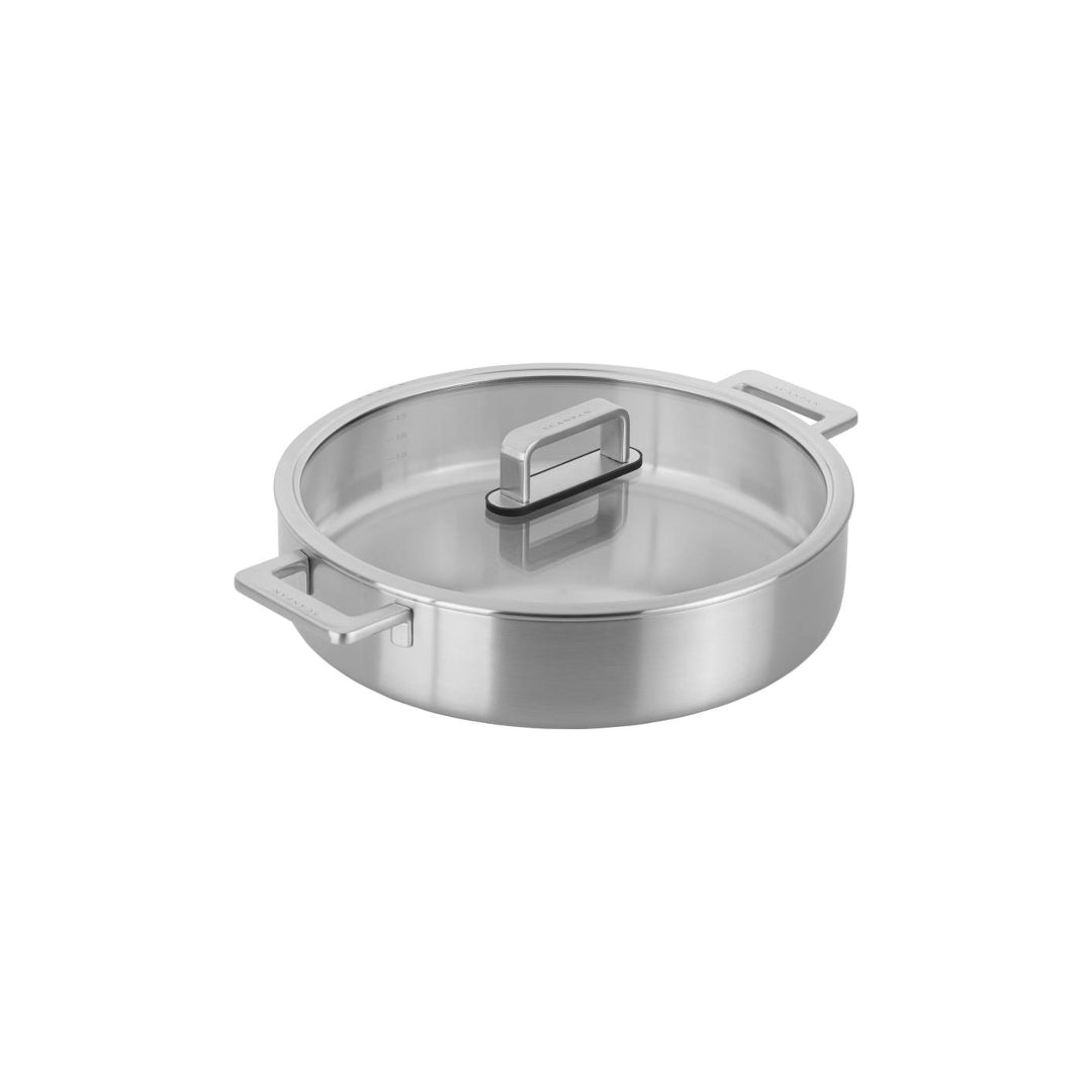 Scanpan Elektra 28cm chef pan with lid, stainless steel wide cooking pan with handles