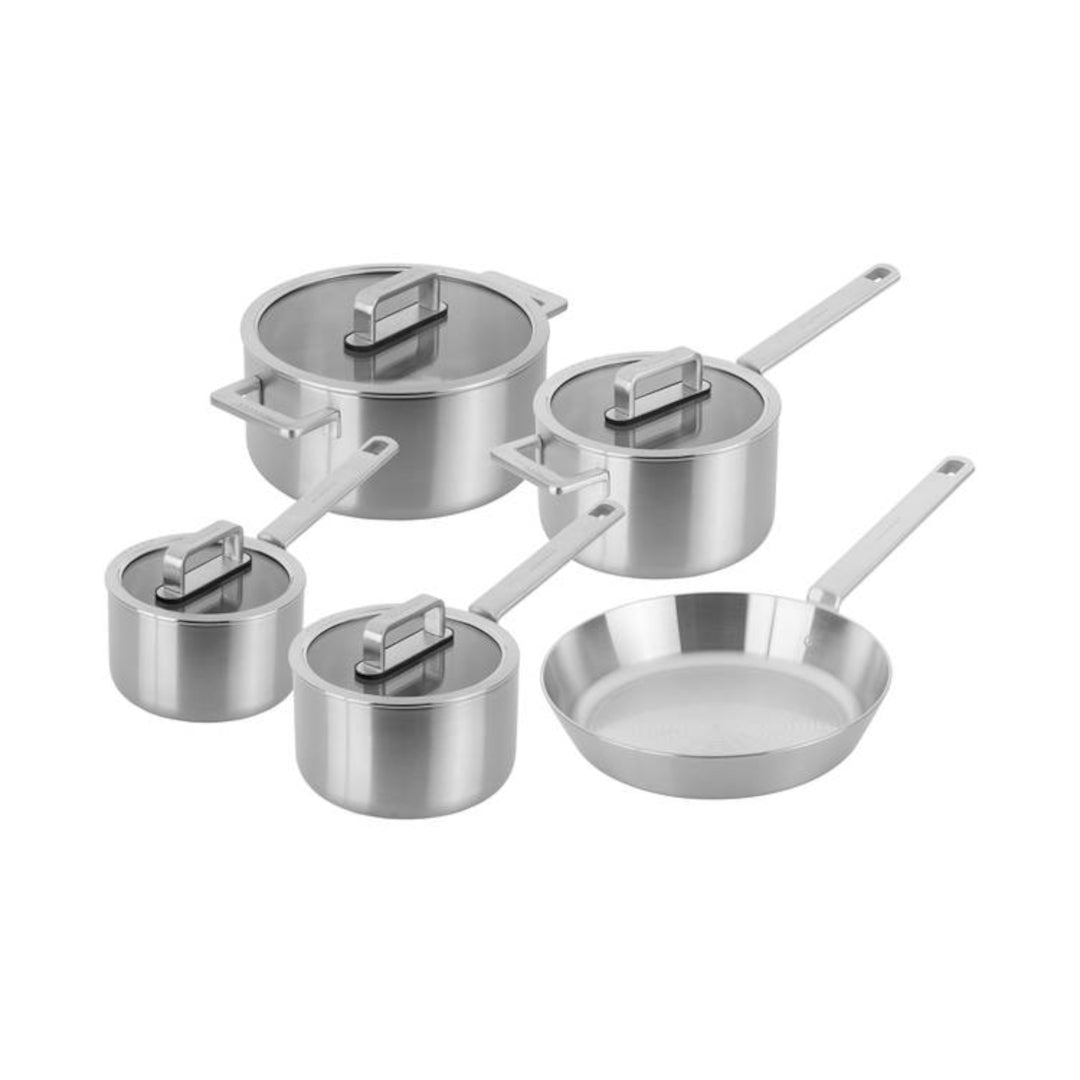 Scanpan Elektra 5 piece cookware set, stainless steel pots and frypan set with lids