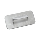 Front view of Scanpan Impact Protein Press Rectangle 24 x 12cm in stainless steel with flat pressing surface