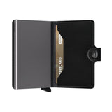 Secrid Miniwallet Original Black leather RFID wallet with aluminium card protector and snap closure