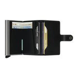 Secrid Miniwallet Original Black leather RFID wallet with aluminium card protector and snap closure