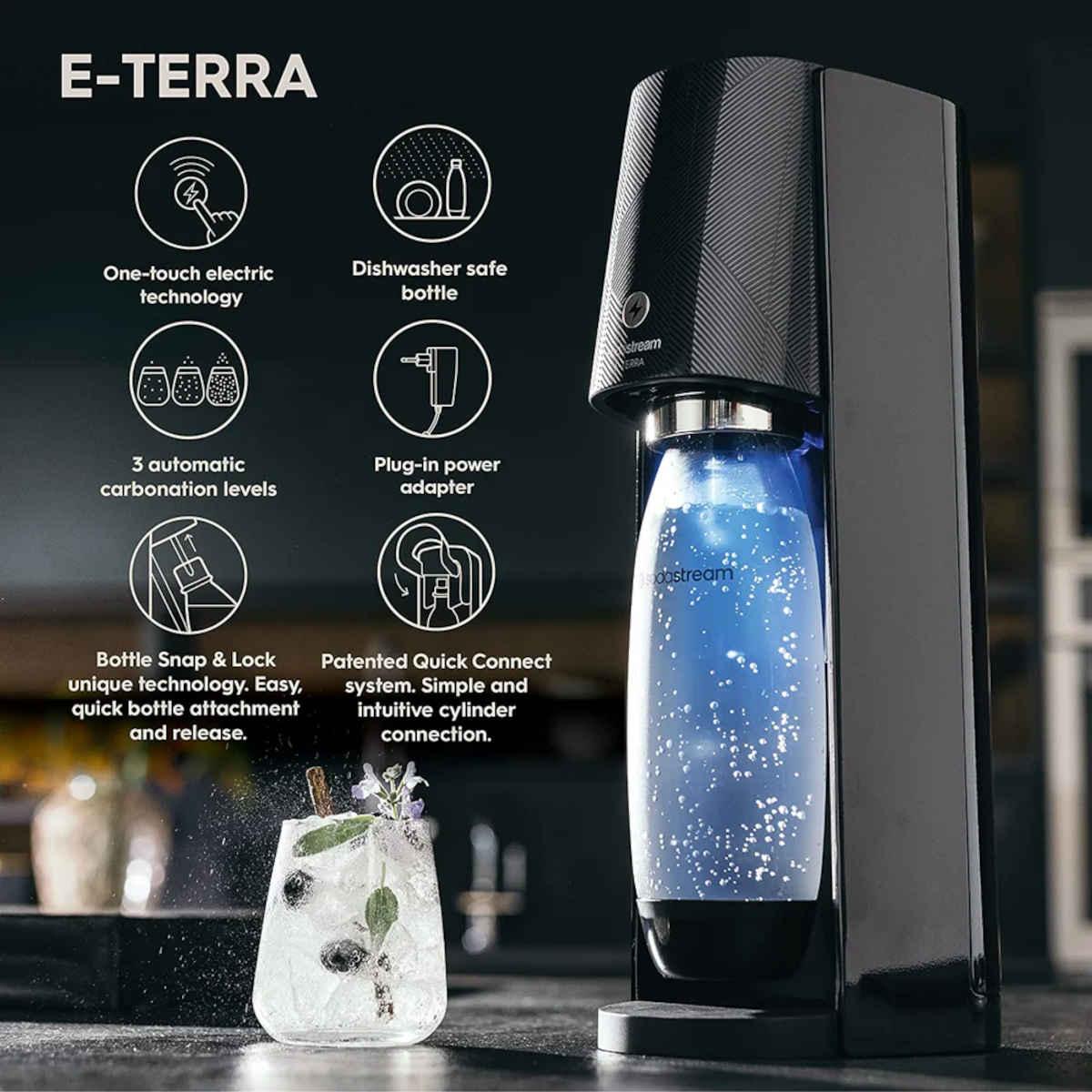 SodaStream E-Terra Sparkling Water Maker Black | Minimax