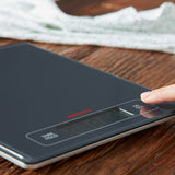Soehnle Profi kitchen scale close-up, touch control buttons with tare function and digital display