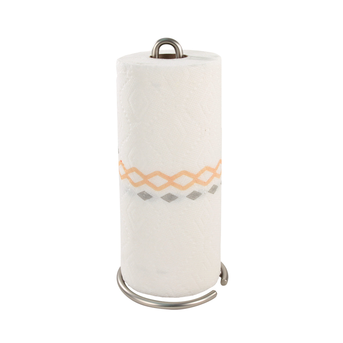 Spectrum Euro Paper Towel Holder Satin with sleek metal frame and round base