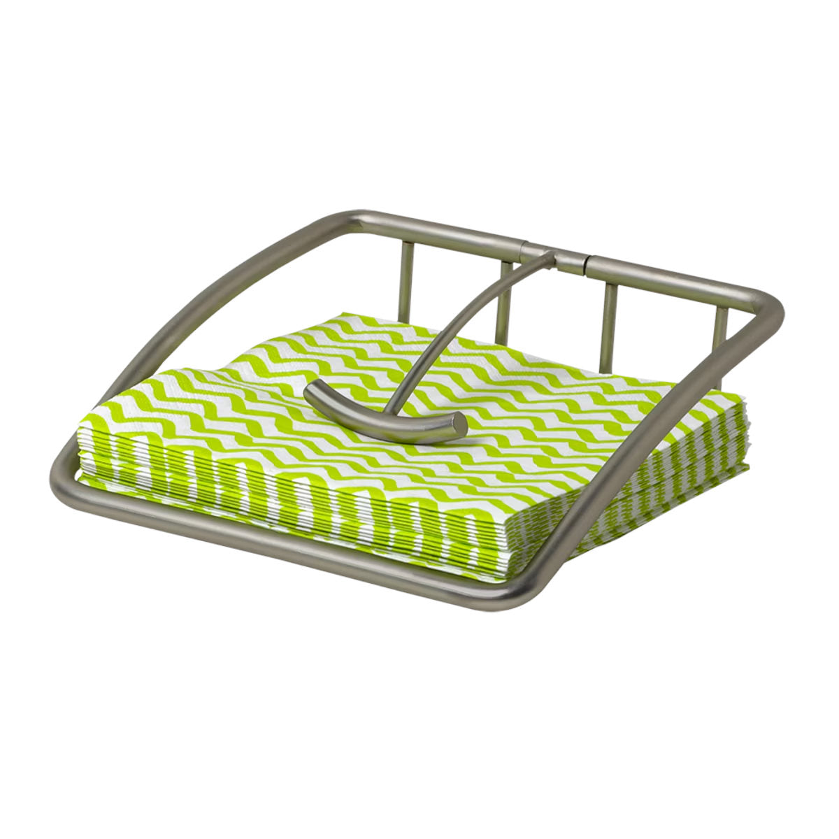 Spectrum Euro Weighted Napkin Holder Satin with sleek metal frame and weighted arm