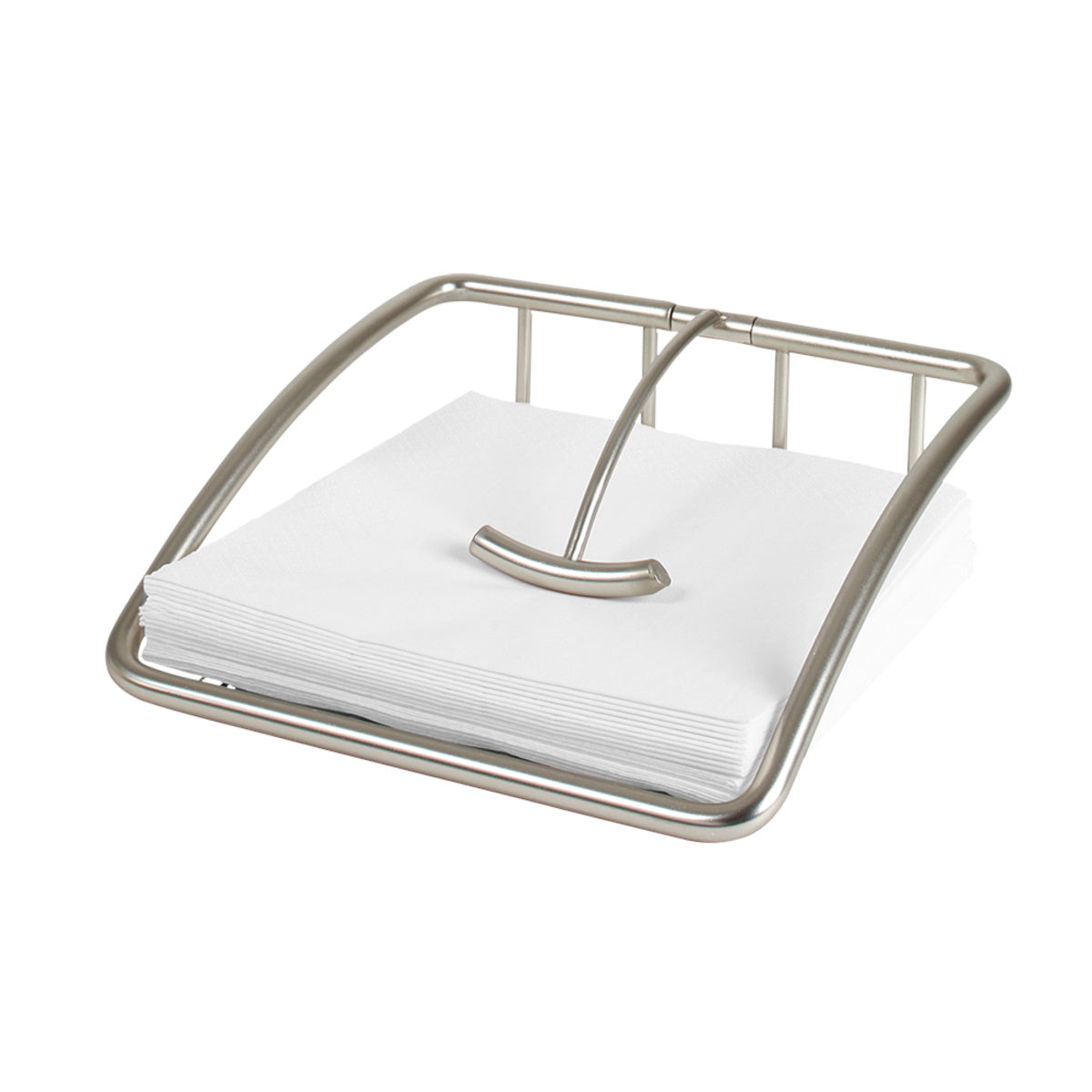 Spectrum Euro Weighted Napkin Holder Satin with sleek metal frame and weighted arm