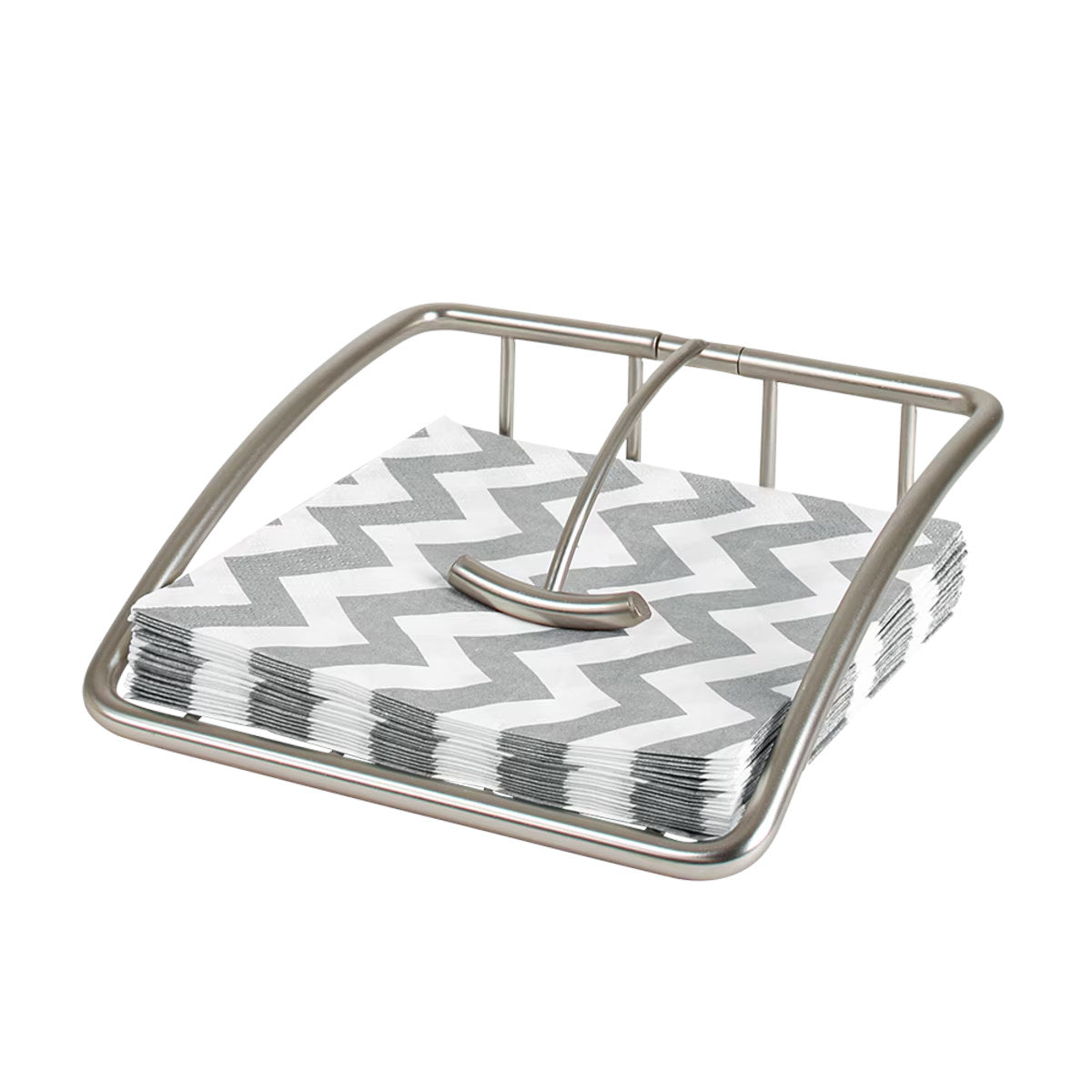 Spectrum Euro Weighted Napkin Holder Satin with sleek metal frame and weighted arm