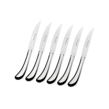 Stanley Rogers Pistol Grip steak knife set of 6 in polished stainless steel with serrated blades