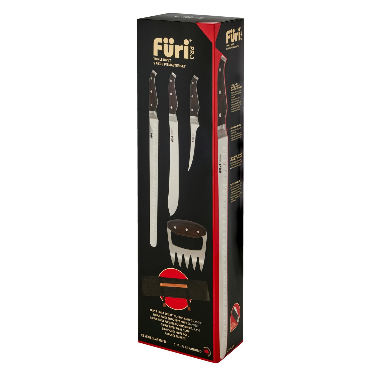 Furi Triple Rivet Pitmaster Roll Set 5 Piece Knife Set