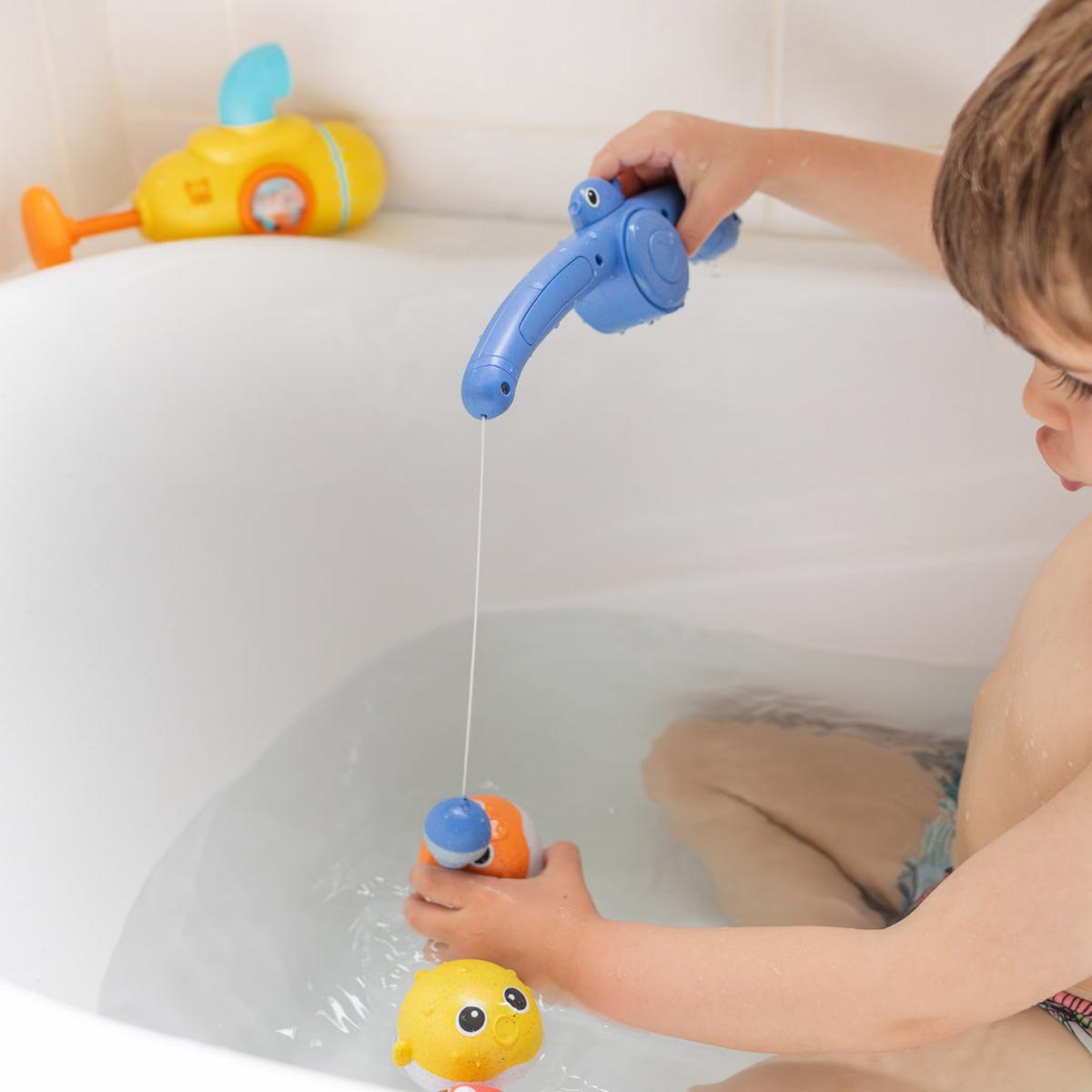 Tiger Tribe Catch & Splash Bath Fishing Game featuring colourful floating fish and blue rod
