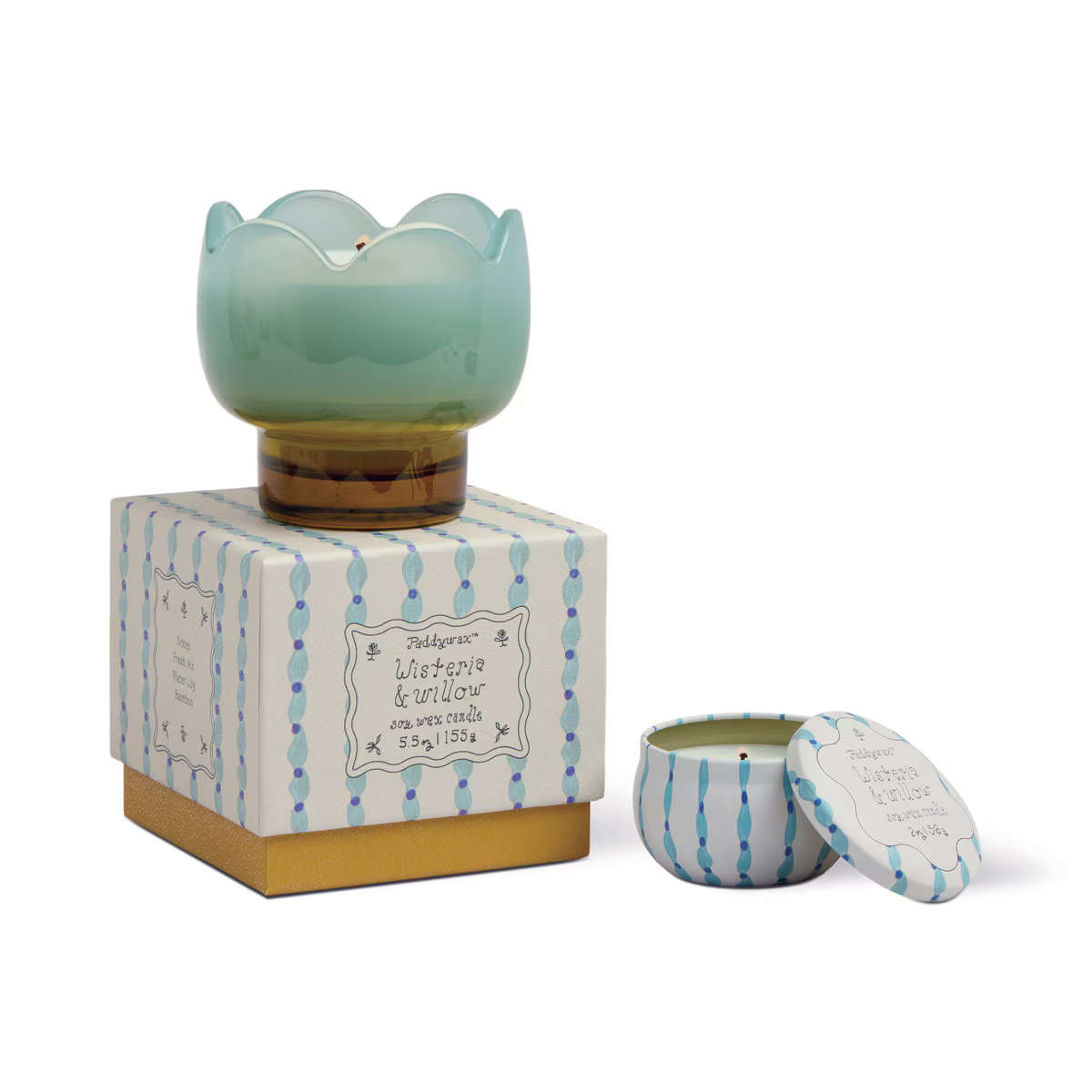 Paddywax Tulip Wisteria & Willow Glass Candle 155g | Minimax