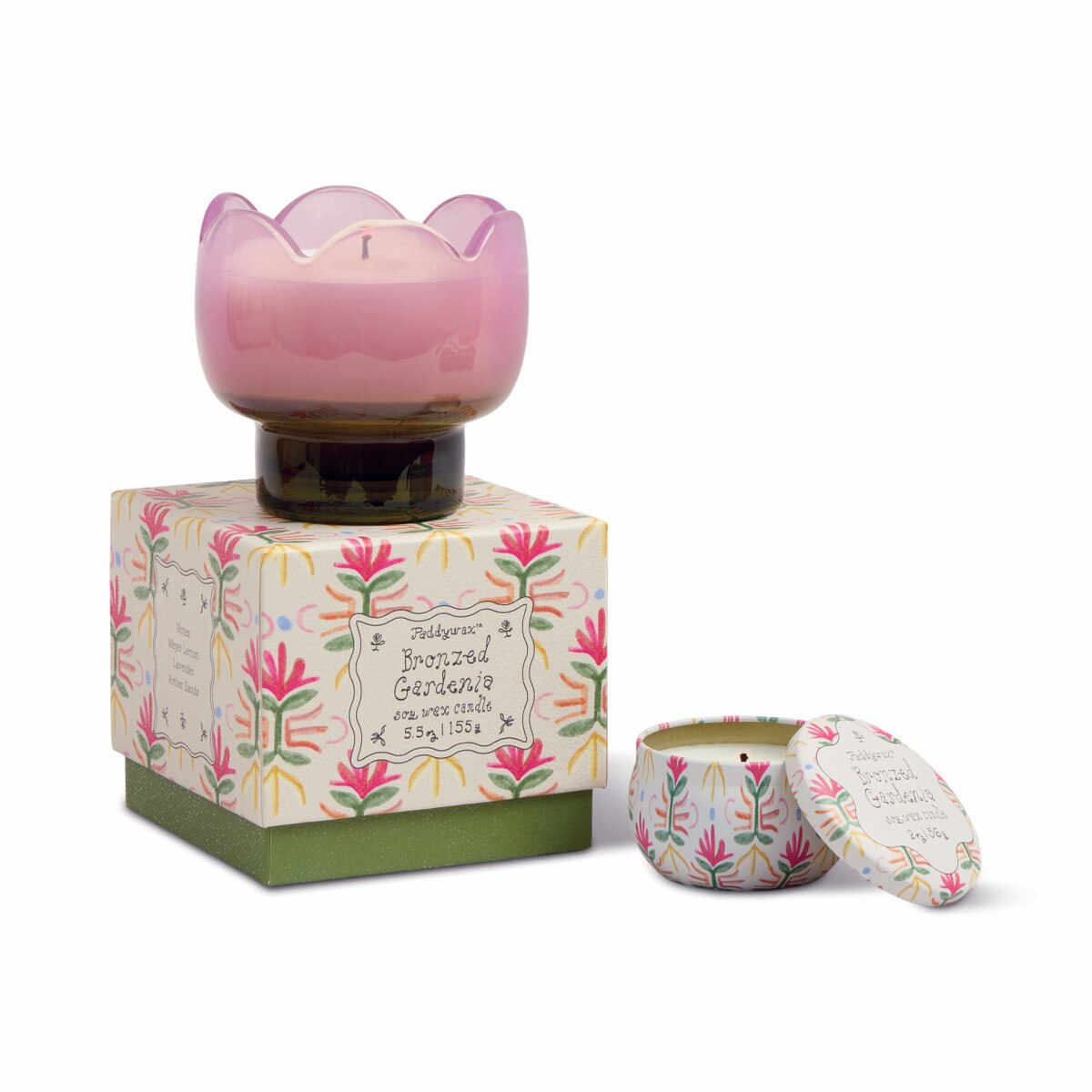 Paddywax Tulip Bronzed Gardenia Glass Candle 155g | Minimax