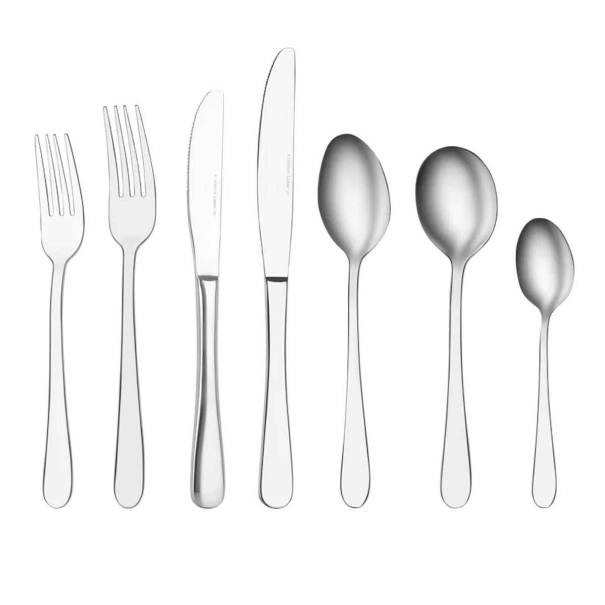 Tablekraft Luxor cutlery set 56 piece with polished stainless steel fork, knife, spoon, and teaspoon