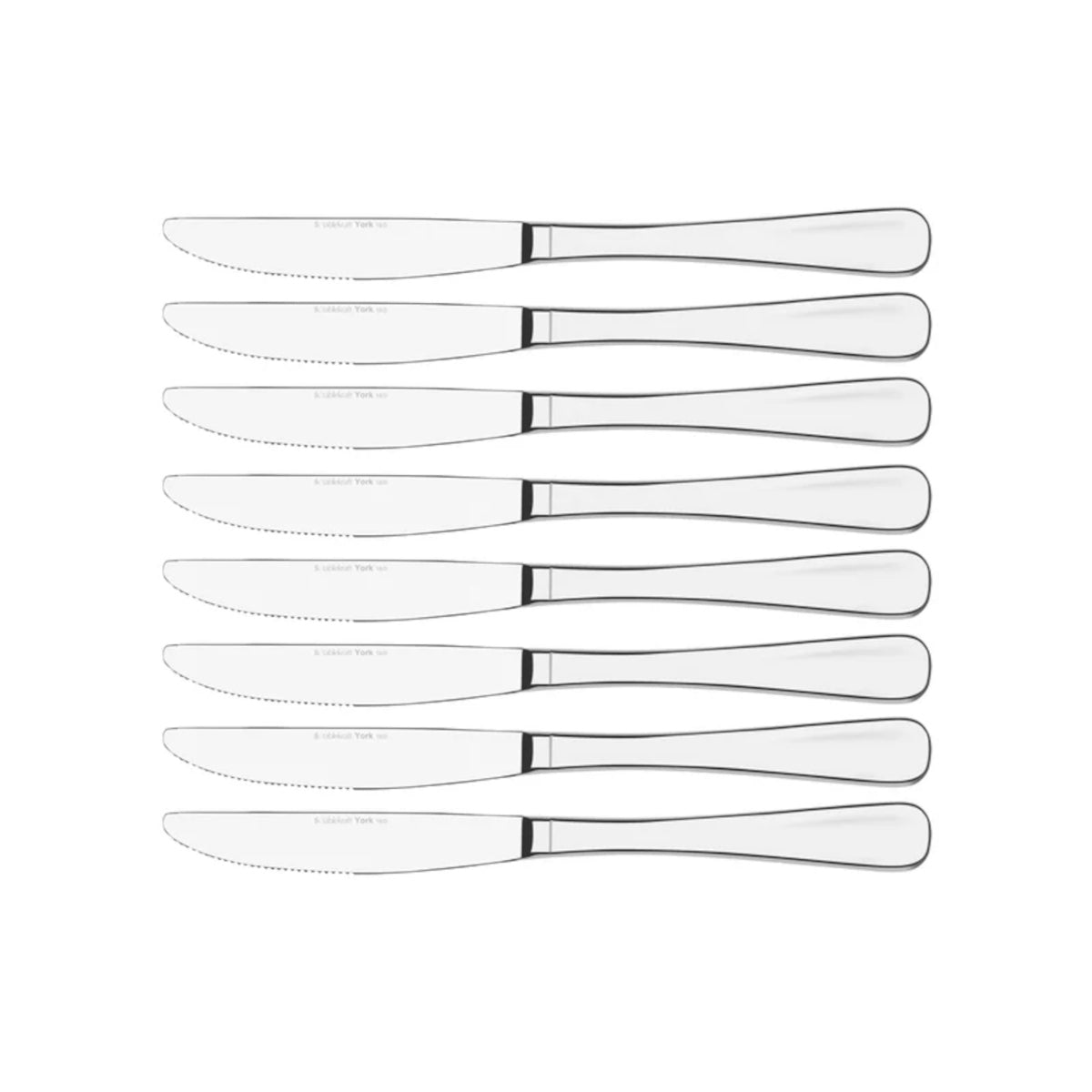 Tablekraft York cutlery set 32 piece with polished stainless steel fork, knife, spoon, and teaspoon